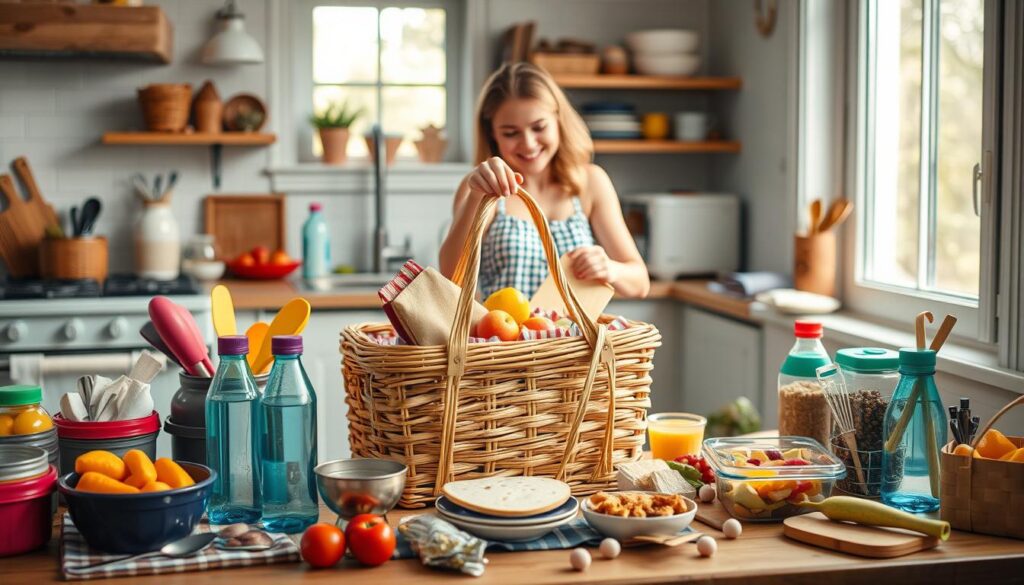 packing food and drinks