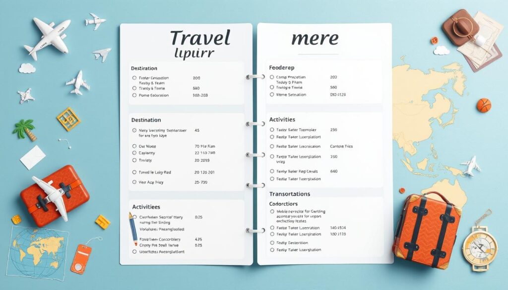 travel itinerary sections