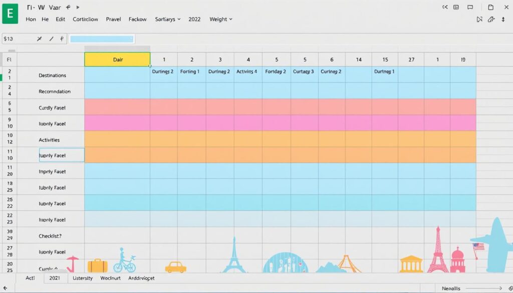 travel planner excel